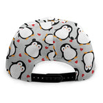 Red Heart And Penguin Pattern Print Snapback Cap