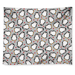 Red Heart And Penguin Pattern Print Tapestry