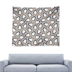 Red Heart And Penguin Pattern Print Tapestry