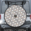 Red Heart And Penguin Pattern Print Tire Cover With Camera Hole