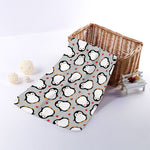 Red Heart And Penguin Pattern Print Towel