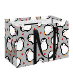 Red Heart And Penguin Pattern Print Utility Tote Bag