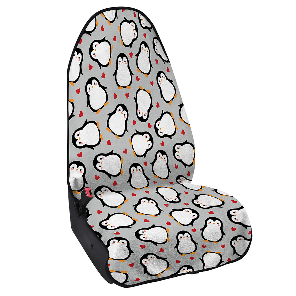 Red Heart And Penguin Pattern Print Waterproof Car Seat Cover