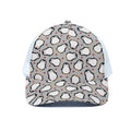 Red Heart And Penguin Pattern Print White Mesh Trucker Hat