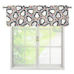 Red Heart And Penguin Pattern Print Window Valance