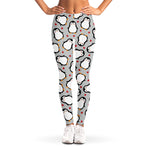 Red Heart And Penguin Pattern Print Women's Leggings