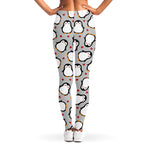 Red Heart And Penguin Pattern Print Women's Leggings