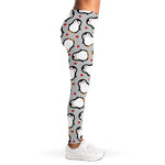 Red Heart And Penguin Pattern Print Women's Leggings