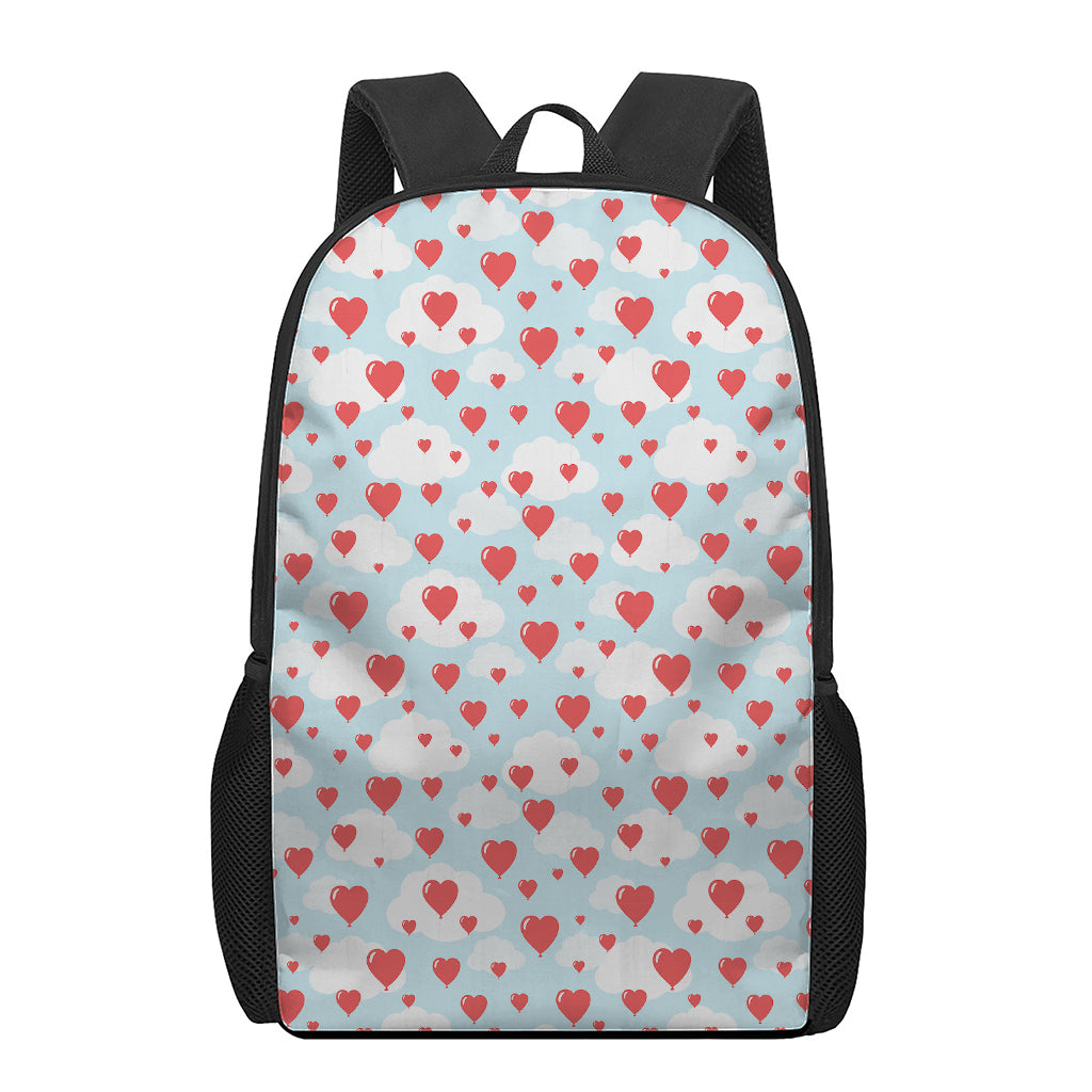 Red Heart Balloon Pattern Print 17 Inch Backpack