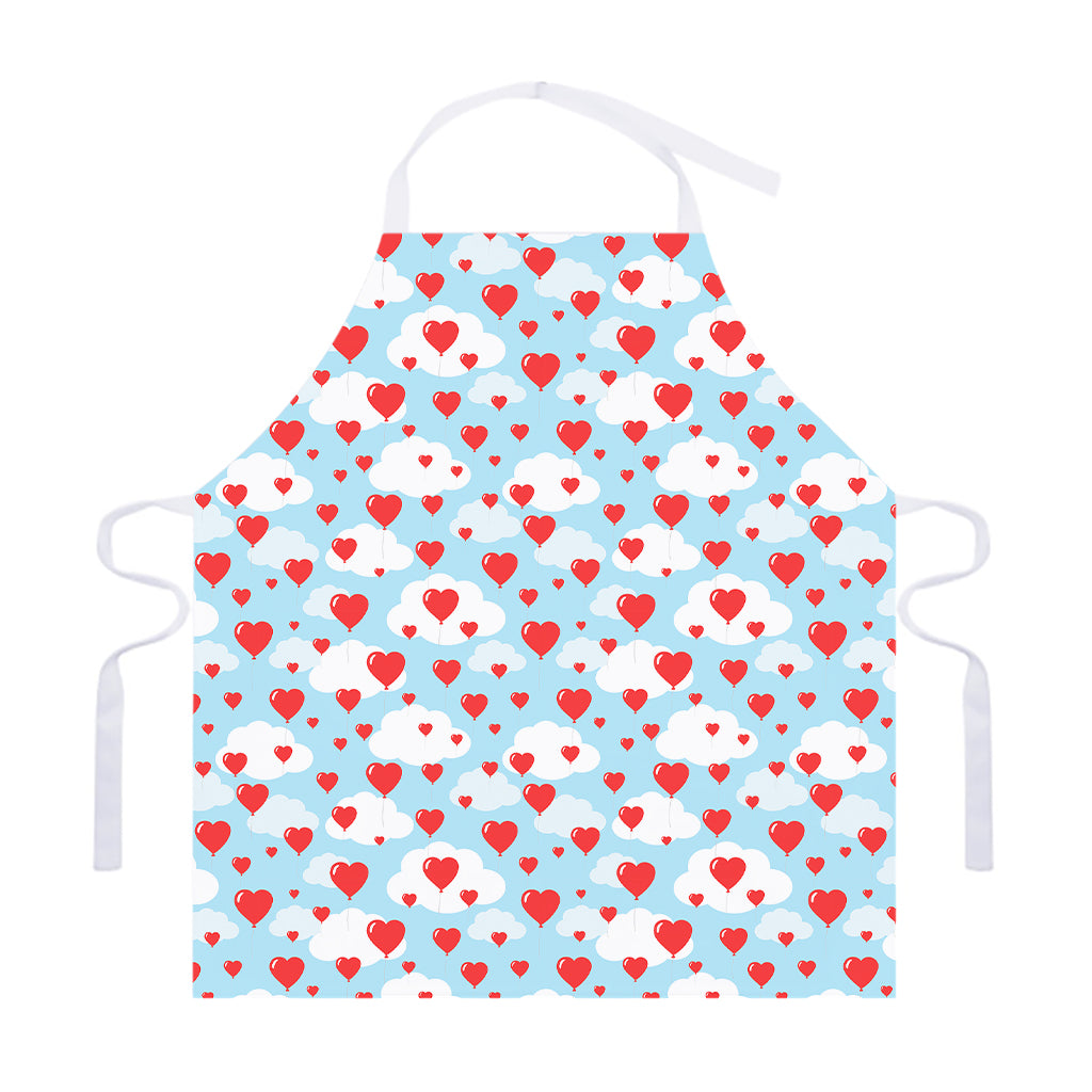 Red Heart Balloon Pattern Print Adjustable Apron