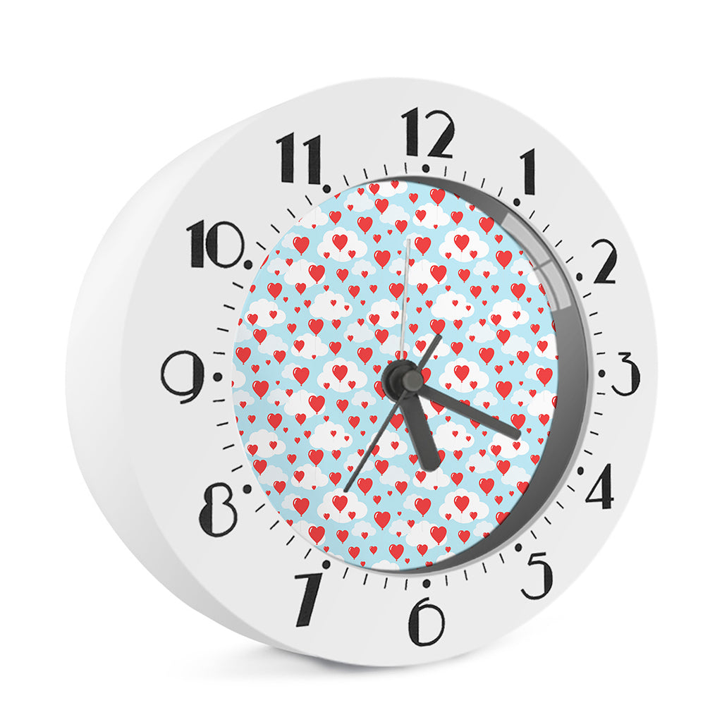 Red Heart Balloon Pattern Print Alarm Clock