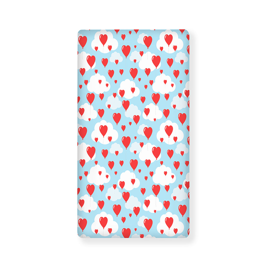 Red Heart Balloon Pattern Print Baby Crib Sheet