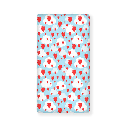 Red Heart Balloon Pattern Print Baby Crib Sheet