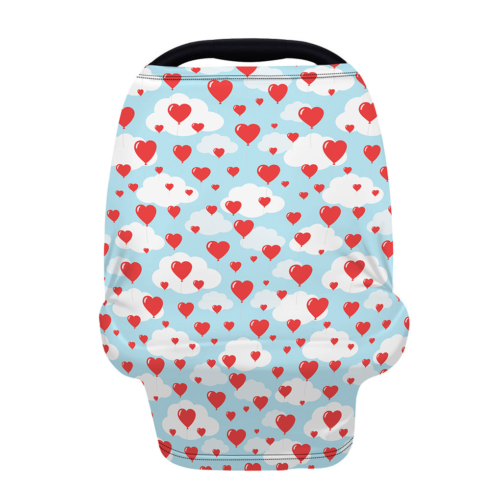 Red Heart Balloon Pattern Print Baby Seat Cover