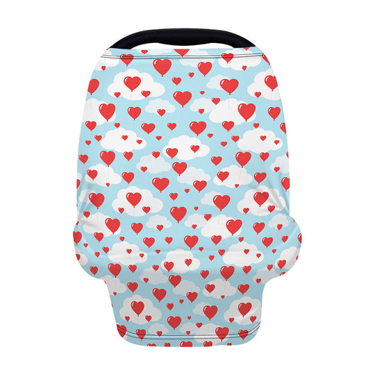 Red Heart Balloon Pattern Print Baby Seat Cover