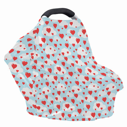 Red Heart Balloon Pattern Print Baby Seat Cover
