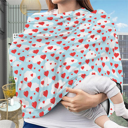 Red Heart Balloon Pattern Print Baby Seat Cover