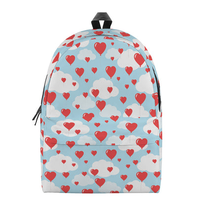 Red Heart Balloon Pattern Print Backpack