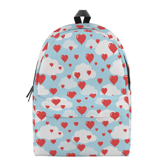 Red Heart Balloon Pattern Print Backpack