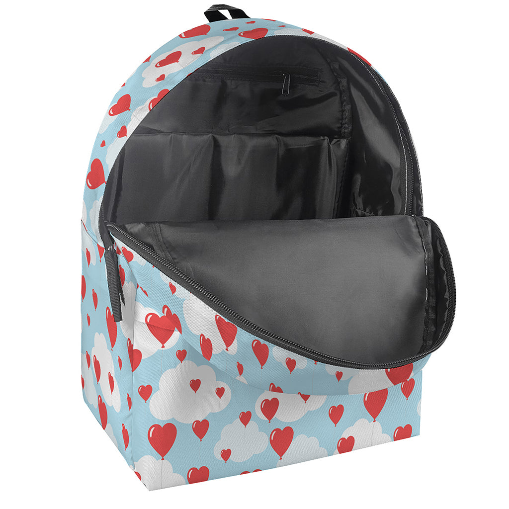 Red Heart Balloon Pattern Print Backpack