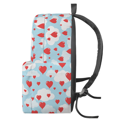 Red Heart Balloon Pattern Print Backpack