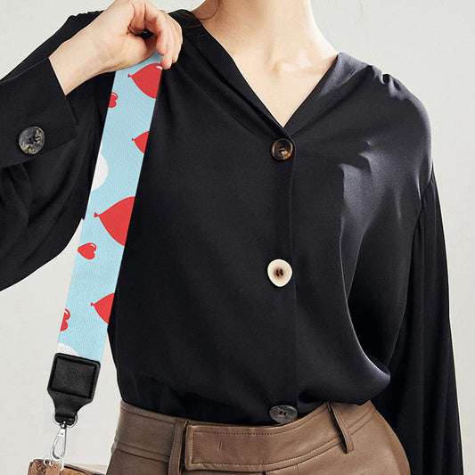 Red Heart Balloon Pattern Print Bag Strap