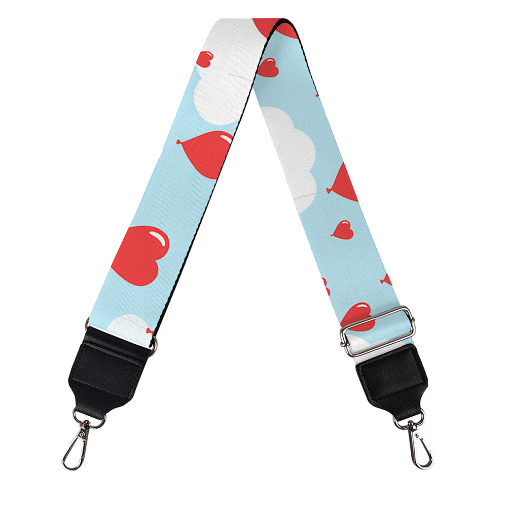 Red Heart Balloon Pattern Print Bag Strap