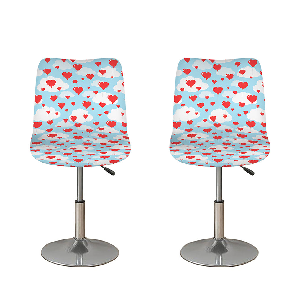 Red Heart Balloon Pattern Print Bar Stool Covers