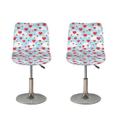 Red Heart Balloon Pattern Print Bar Stool Covers
