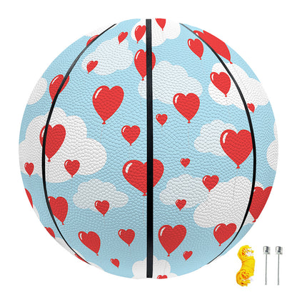Red Heart Balloon Pattern Print Basketball