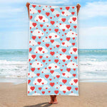 Red Heart Balloon Pattern Print Beach Towel