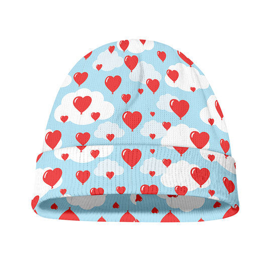 Red Heart Balloon Pattern Print Beanie