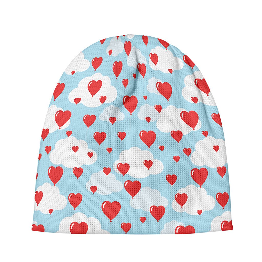 Red Heart Balloon Pattern Print Beanie