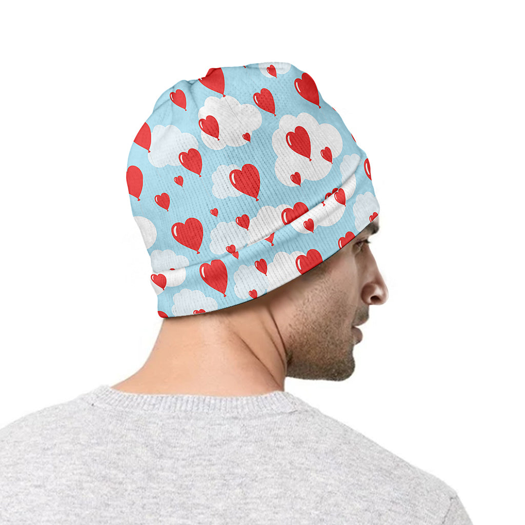 Red Heart Balloon Pattern Print Beanie
