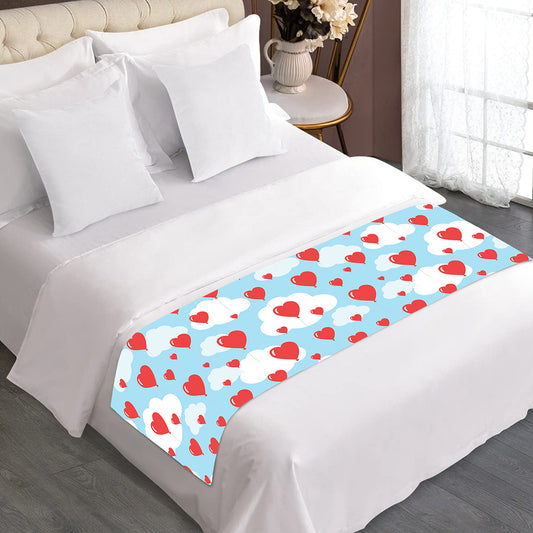 Red Heart Balloon Pattern Print Bed Runner