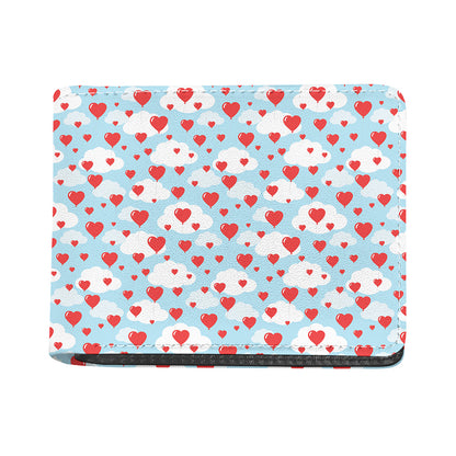 Red Heart Balloon Pattern Print Bifold Wallet
