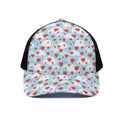 Red Heart Balloon Pattern Print Black Mesh Trucker Hat