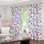 Red Heart Balloon Pattern Print Blackout Grommet Curtains