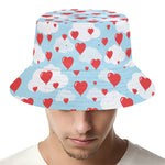 Red Heart Balloon Pattern Print Bucket Hat