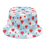 Red Heart Balloon Pattern Print Bucket Hat