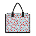 Red Heart Balloon Pattern Print Canvas Tote Bag