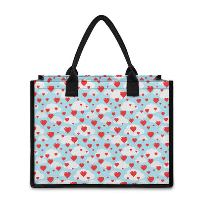 Red Heart Balloon Pattern Print Canvas Tote Bag