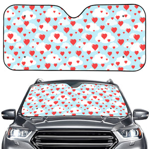 Red Heart Balloon Pattern Print Car Windshield Sun Shade