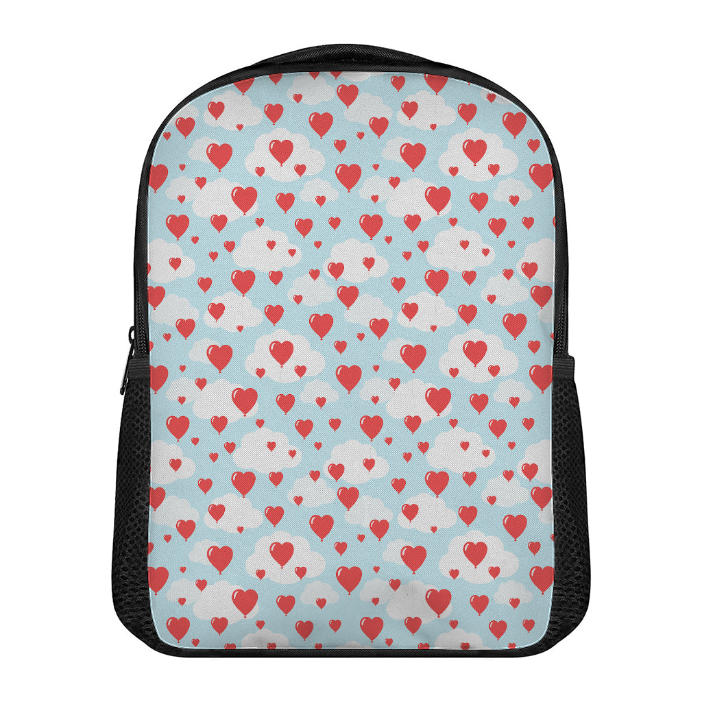 Red Heart Balloon Pattern Print Casual Backpack