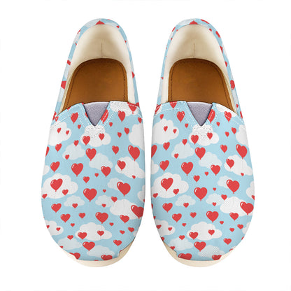 Red Heart Balloon Pattern Print Casual Shoes