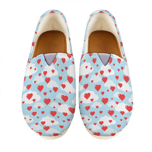 Red Heart Balloon Pattern Print Casual Shoes