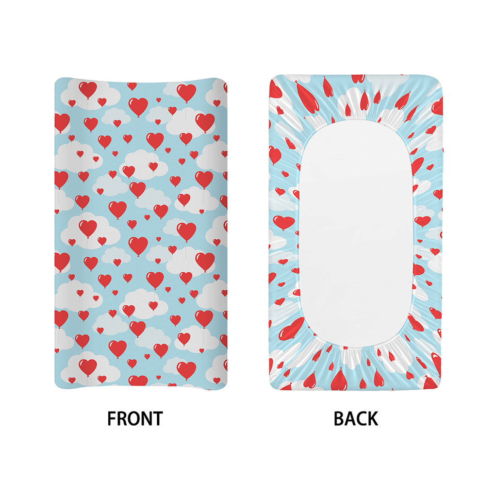 Red Heart Balloon Pattern Print Changing Pad Cover