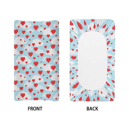 Red Heart Balloon Pattern Print Changing Pad Cover