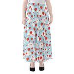 Red Heart Balloon Pattern Print Chiffon Maxi Skirt