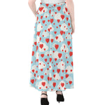 Red Heart Balloon Pattern Print Chiffon Maxi Skirt